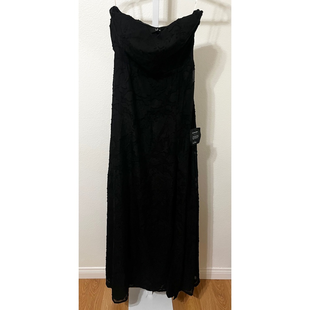 NWT Lulus Garden of Romance Black Floral Burnout Strapless Maxi Dress Small - Picture 5 of 10